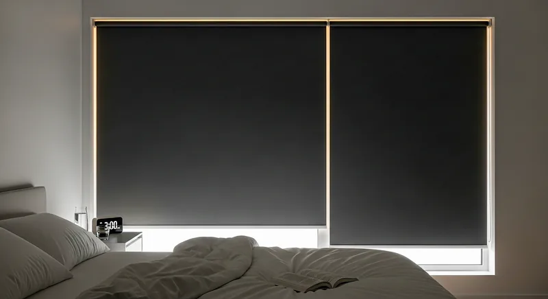 Blackout roller blinds in a Dubai bedroom