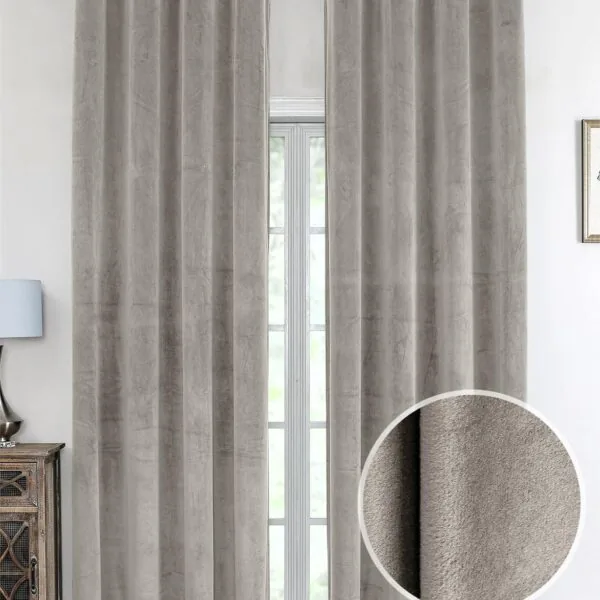 Velvet eyelet curtains in a Dubai home