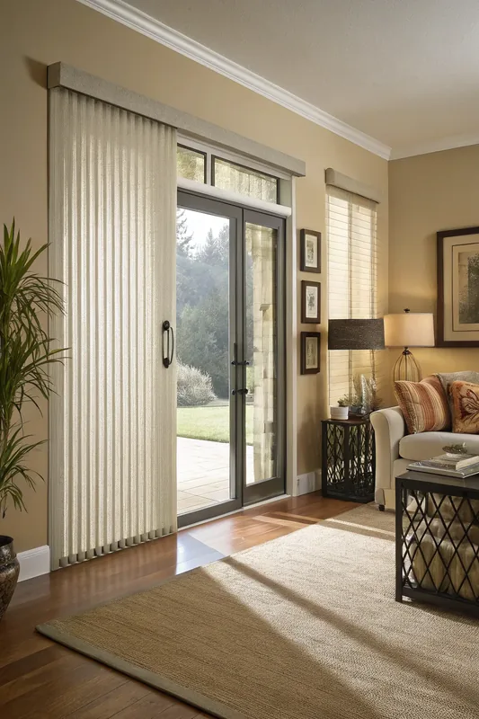 Vertical blinds on a sliding glass door in Dubai