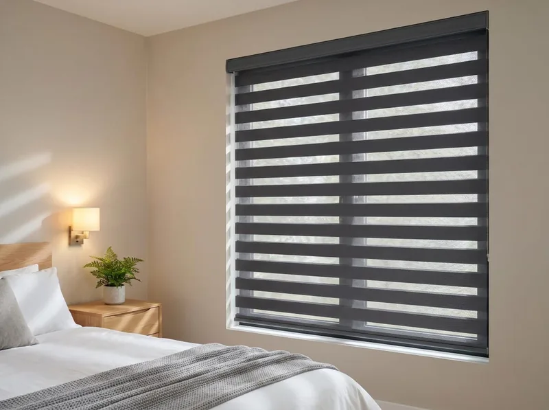 Zebra blinds on a Dubai window